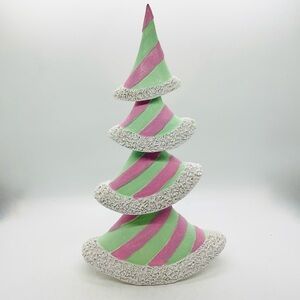 Regency Pastel Christmas Peppermint 11.5” Candy Tree Dessert Pink&Green Swirl
